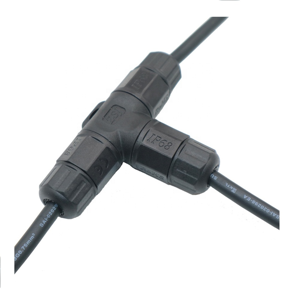 Waterproof Junction Cable Connector, 3-Way, Black